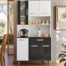 Cozinha Compacta 6P 1G 91 cm Coral Branco Preto PLN