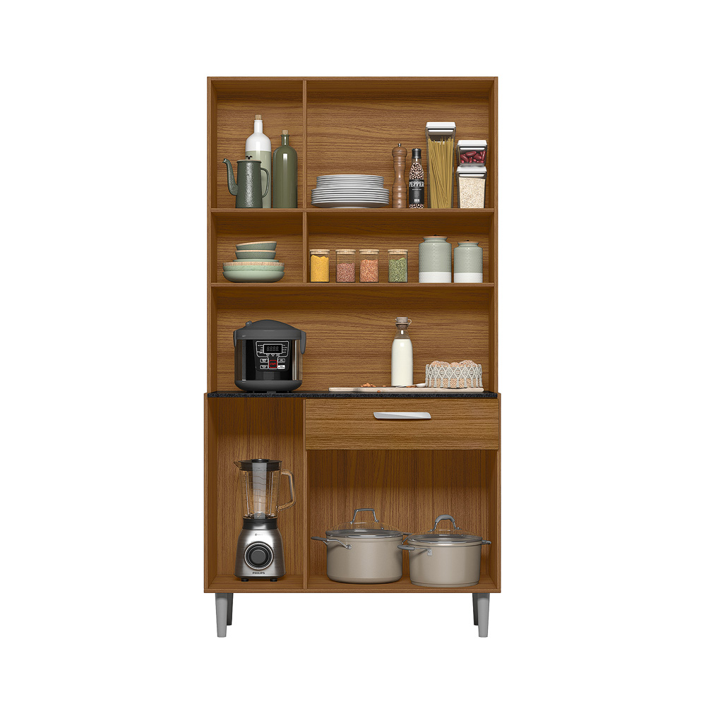 Cozinha Compacta 6P 1G 91 cm Coral Carvalho Branco PLN