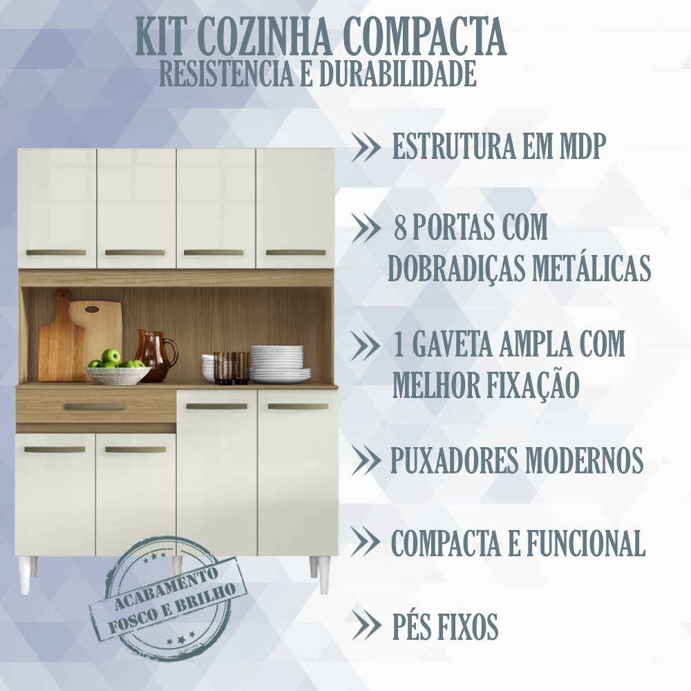 Cozinha Compacta 8 Portas 2001308 Atacama Off White ARMoveis