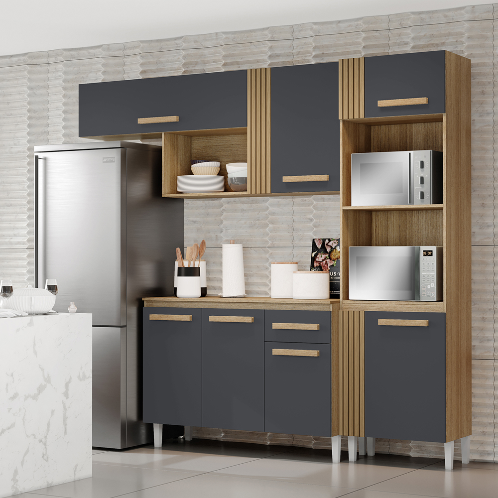 Cozinha Compacta Com Balcao 2001910x0310 Grafite Atacama ARMoveis