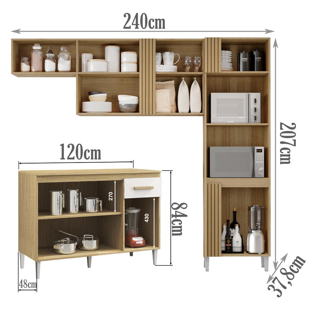 Cozinha Compacta Com Balcao 2001910x0310 Off White Atacama ARMoveis