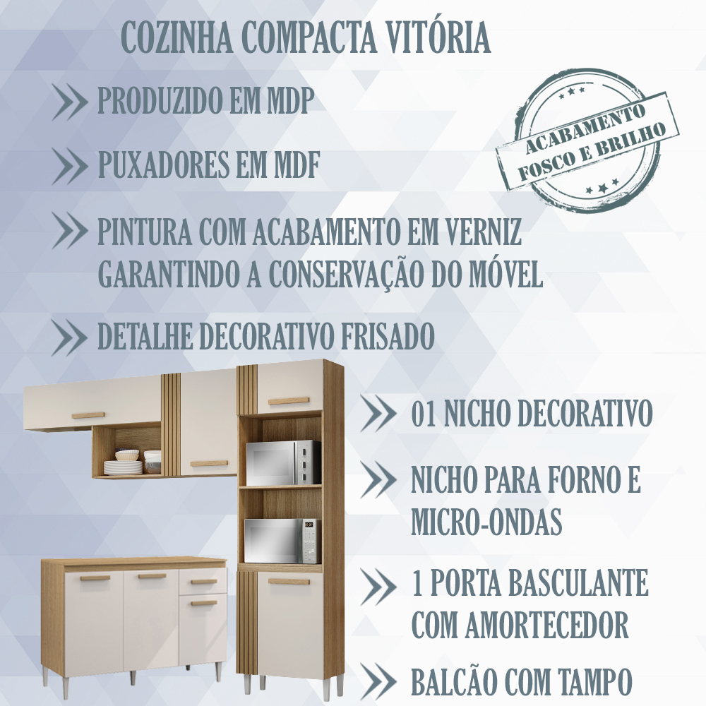 Cozinha Compacta Com Balcao 2001910x0310 Off White Atacama ARMoveis