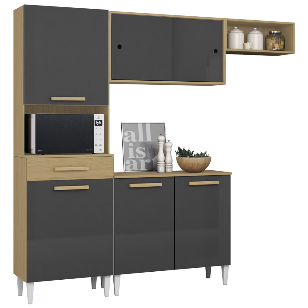 Cozinha Compacta Com Balcao 2002113x14 Atacama Grafite ARMoveis