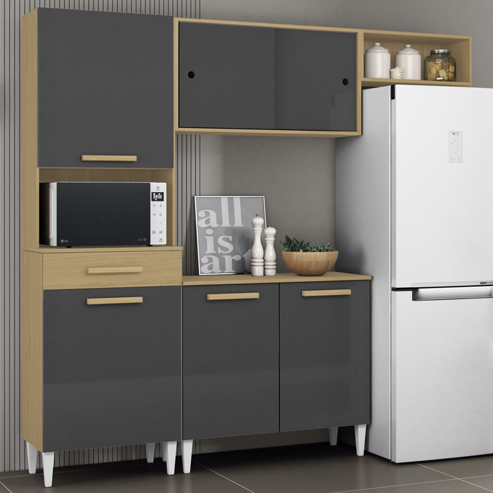 Cozinha Compacta Com Balcao 2002113x14 Atacama Grafite ARMoveis