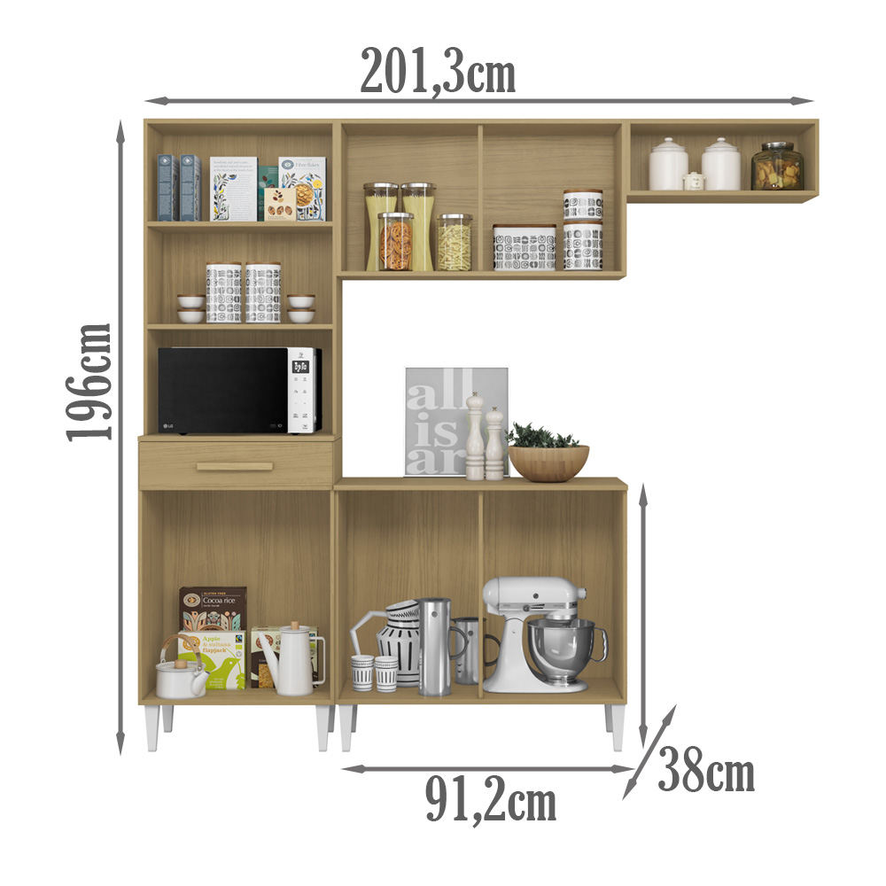 Cozinha Compacta Com Balcao 2002113x14 Atacama Grafite ARMoveis