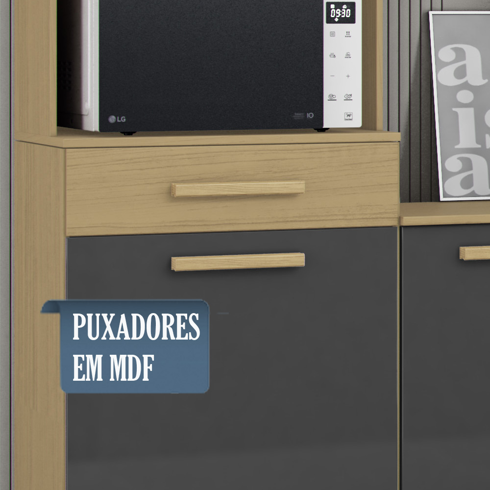 Cozinha Compacta Com Balcao 2002113x14 Atacama Grafite ARMoveis