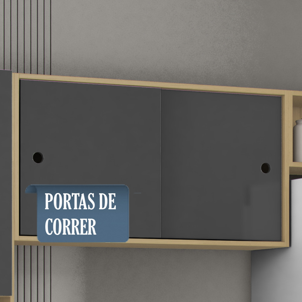 Cozinha Compacta Com Balcao 2002113x14 Atacama Grafite ARMoveis