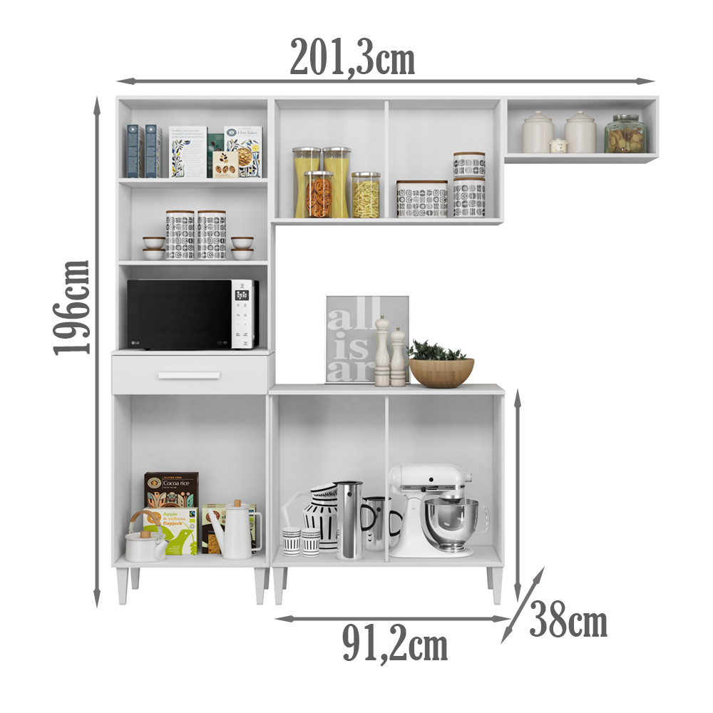 Cozinha Compacta Com Balcao 2002113x14 Branco ARMoveis