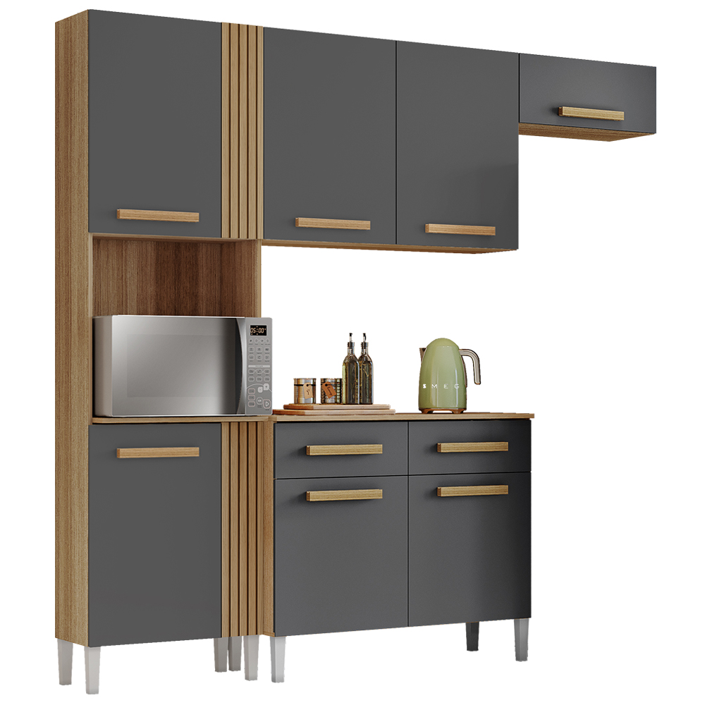 Cozinha Compacta Com Balcao 2012155x51 Atacama Grafite ARMoveis