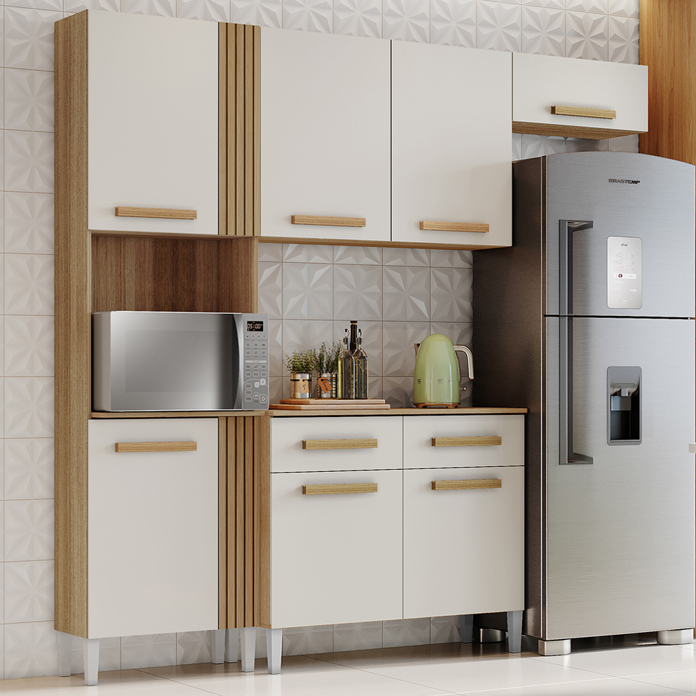 Cozinha Compacta Com Balcao 2012155x51 Atacama Off White ARMoveis