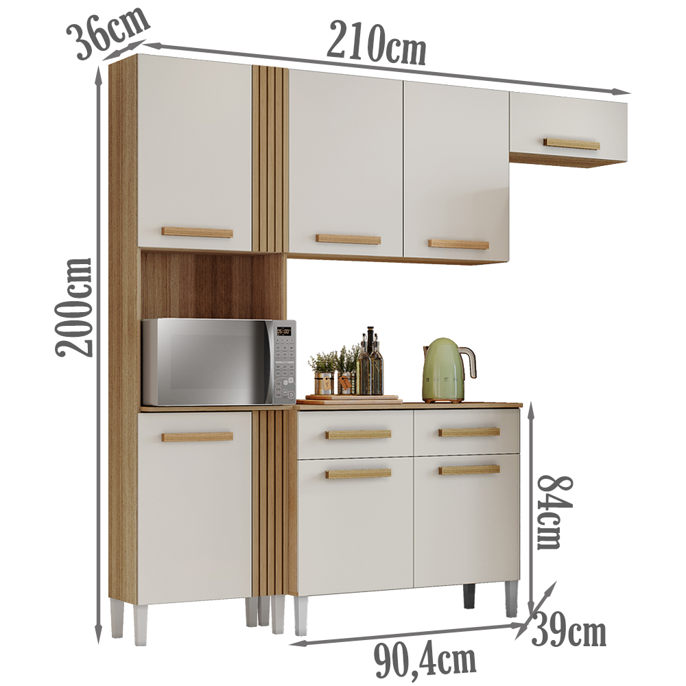 Cozinha Compacta Com Balcao 2012155x51 Atacama Off White ARMoveis