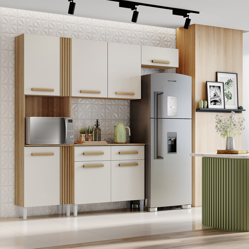 Cozinha Compacta Com Balcao 2012155x51 Atacama Off White ARMoveis