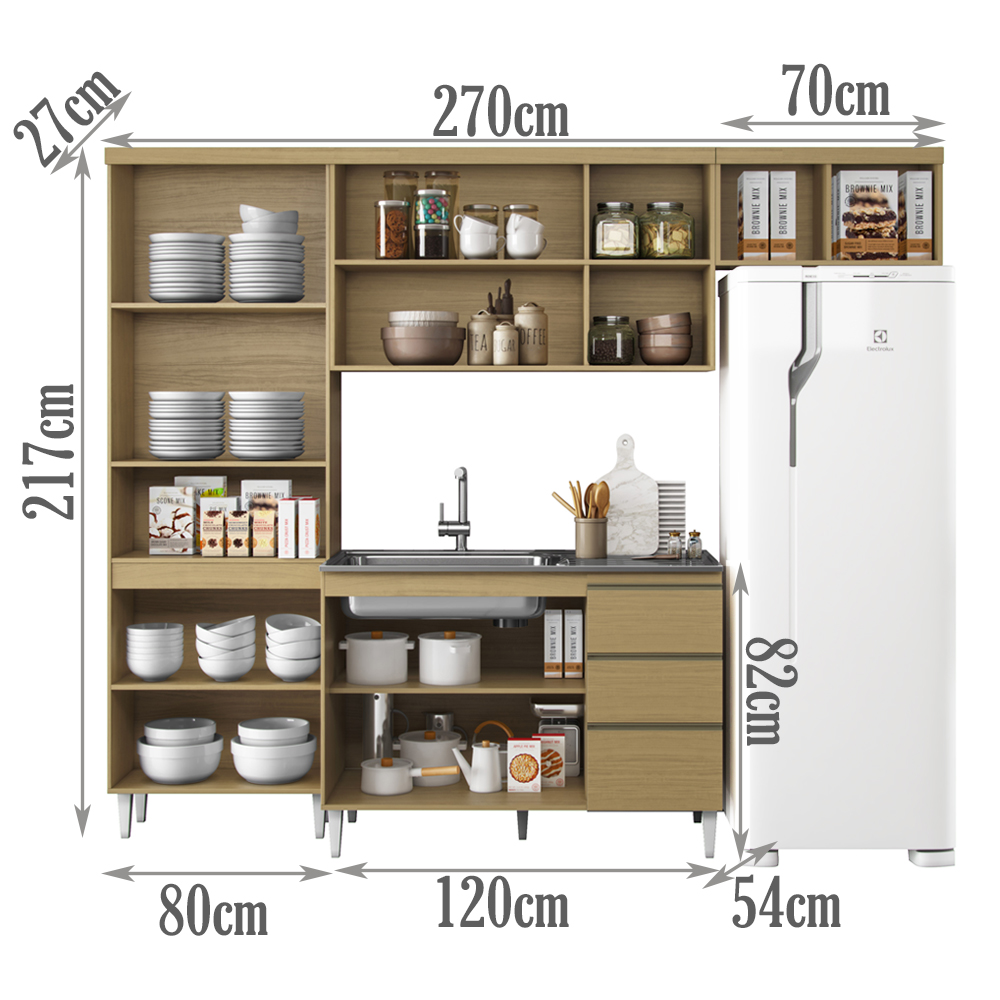 Cozinha Compacta Para Pia 120cm 2012190x0213 Atacama Off White ARMoveis