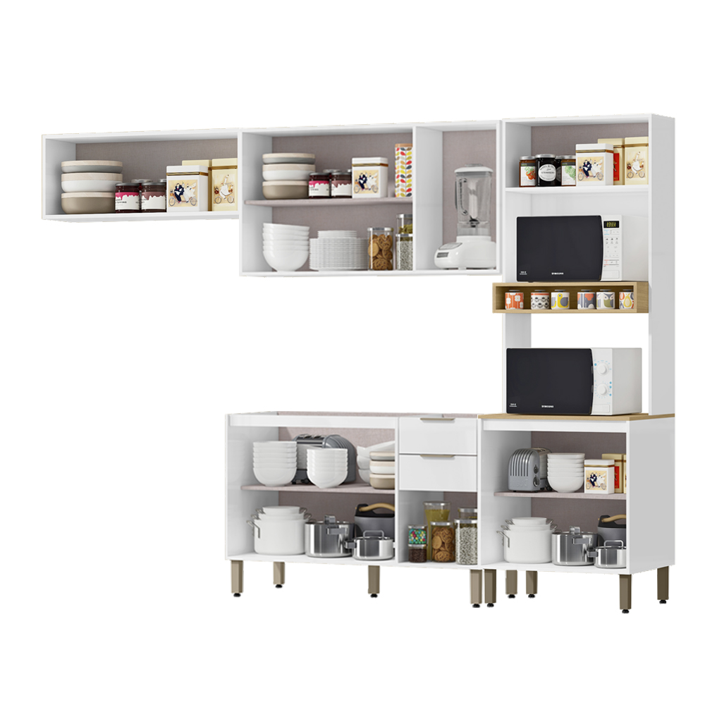 Cozinha Modulada 4 Pc 270 cm S Tampo GLOR Branco Neve MXM