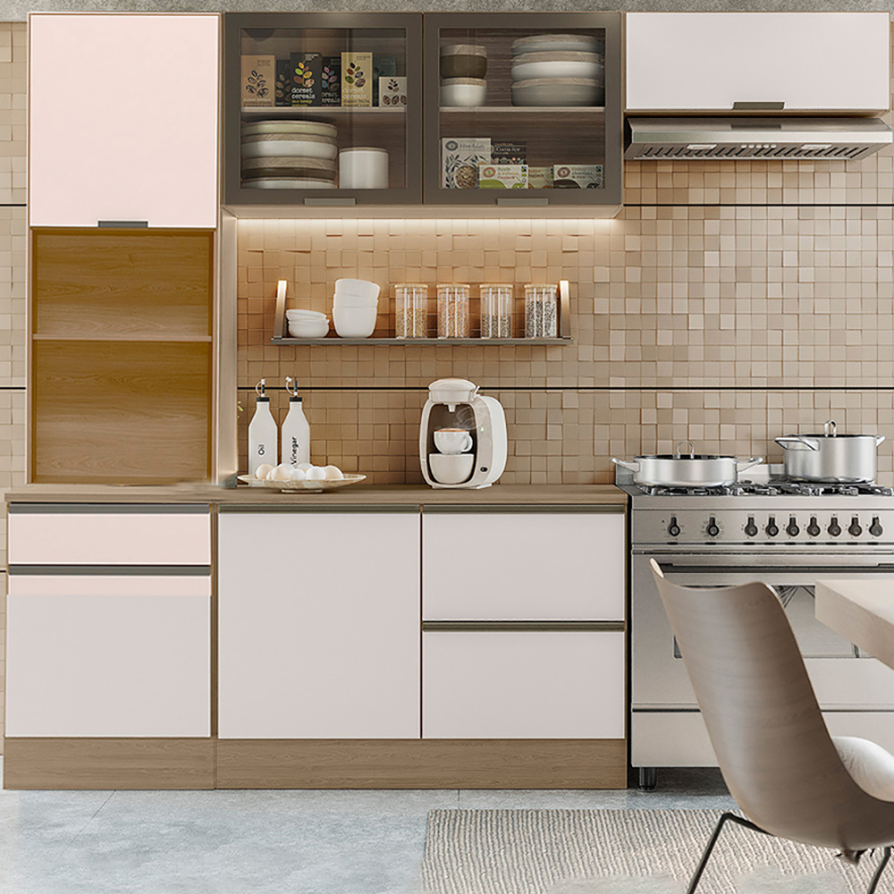 Cozinha Modulada 4 Pecas 258 cm Etti Carvalho Oak Off White PLN