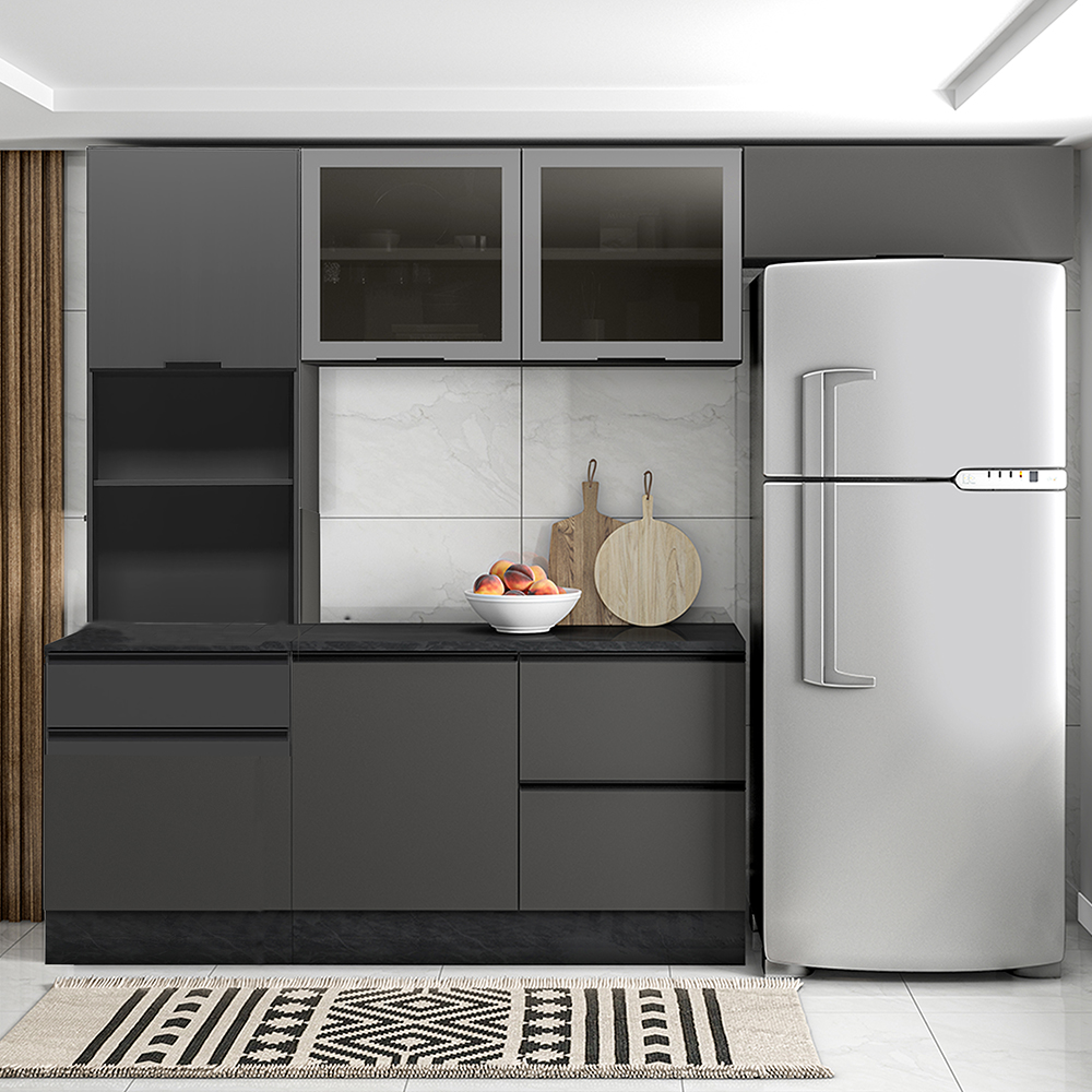 Cozinha Modulada 4 Pecas 258 cm Etti Grafite PLN