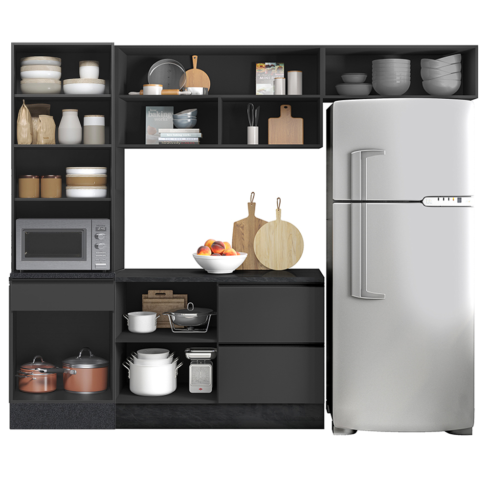 Cozinha Modulada 4 Pecas 258 cm Etti Grafite PLN