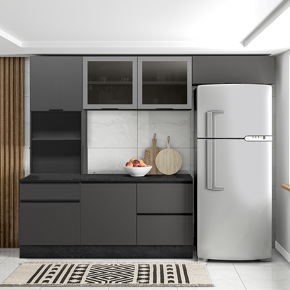Cozinha Modulada 4 Pecas 258 cm Etti Grafite PLN