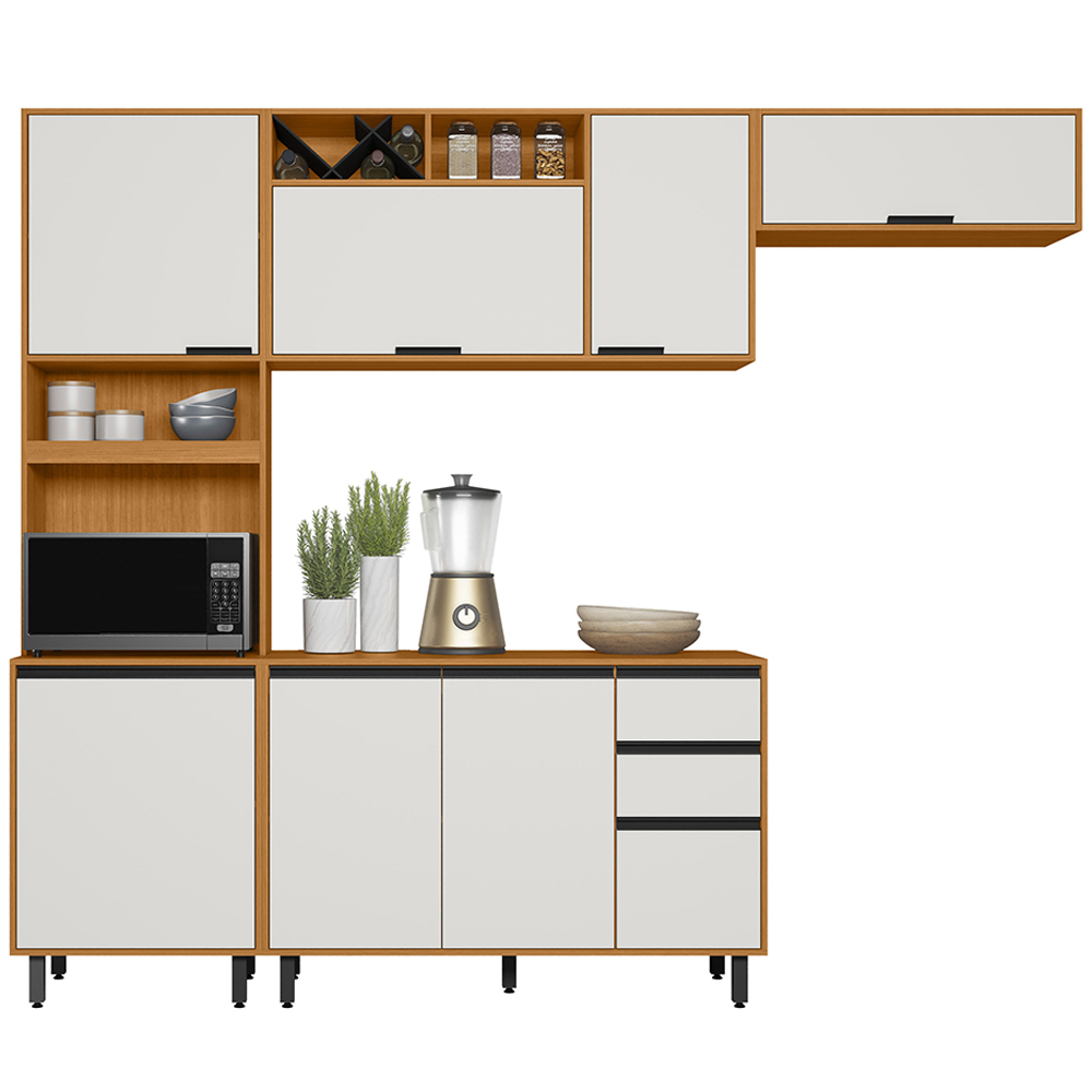 Cozinha Modulada 4 Pecas 260 cm Raven Freijo Off White PLN