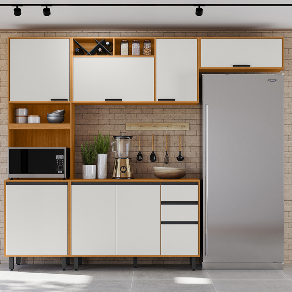 Cozinha Modulada 4 Pecas 260 cm Raven Freijo Off White PLN
