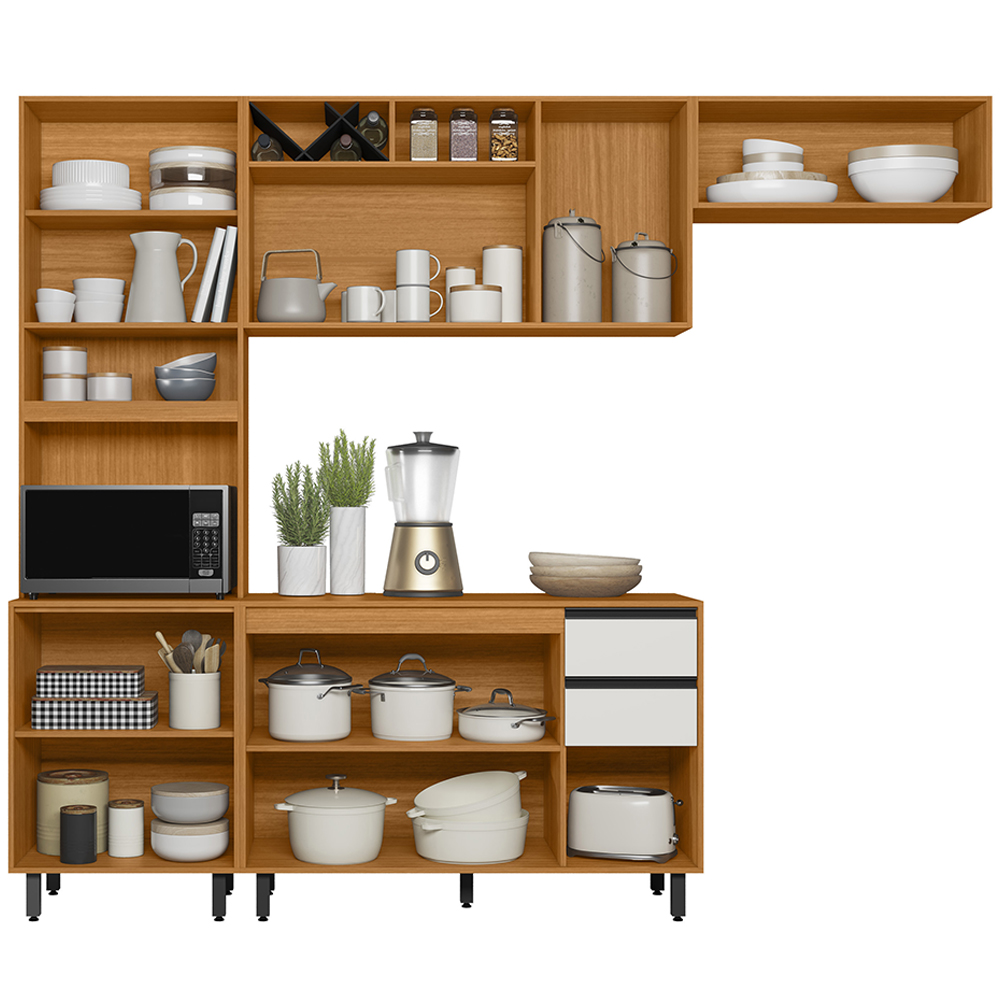 Cozinha Modulada 4 Pecas 260 cm Raven Freijo Off White PLN