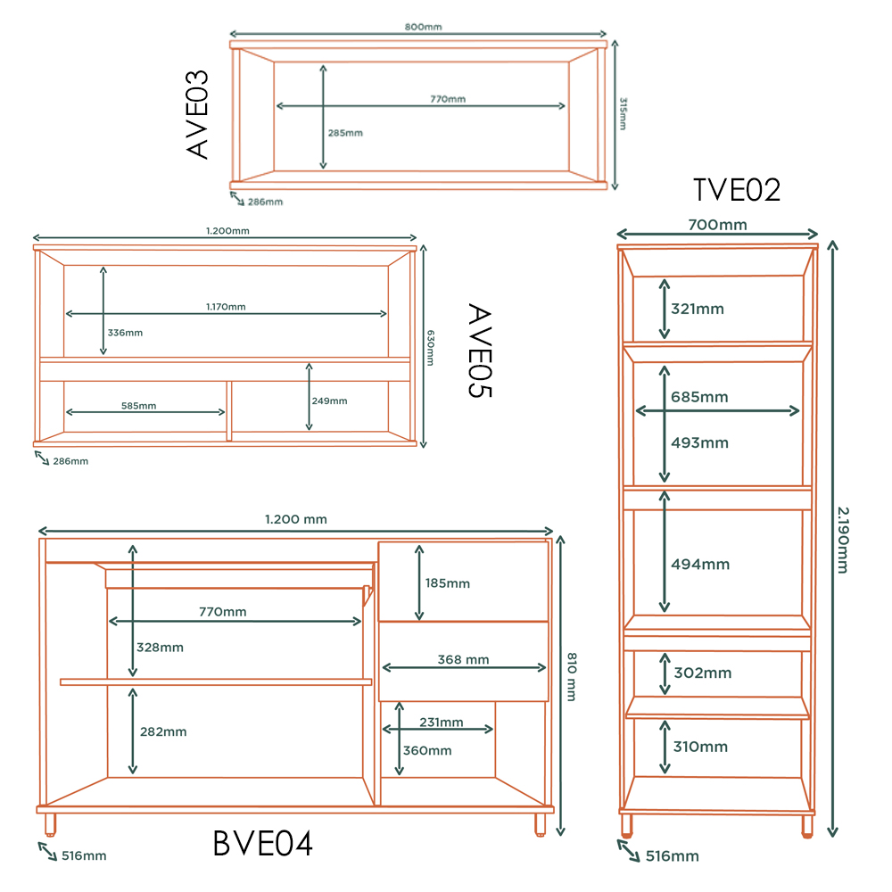 Cozinha Modulada 4 Pecas 270 cm Vera Marrocos Off White MXM