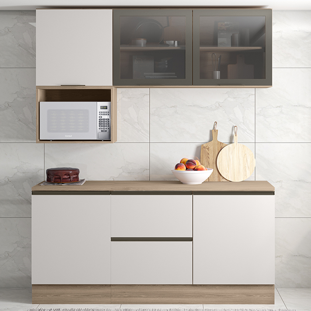 Cozinha Modulada 5 Peças 178 cm Etti Carvalho Oak Off White PLN