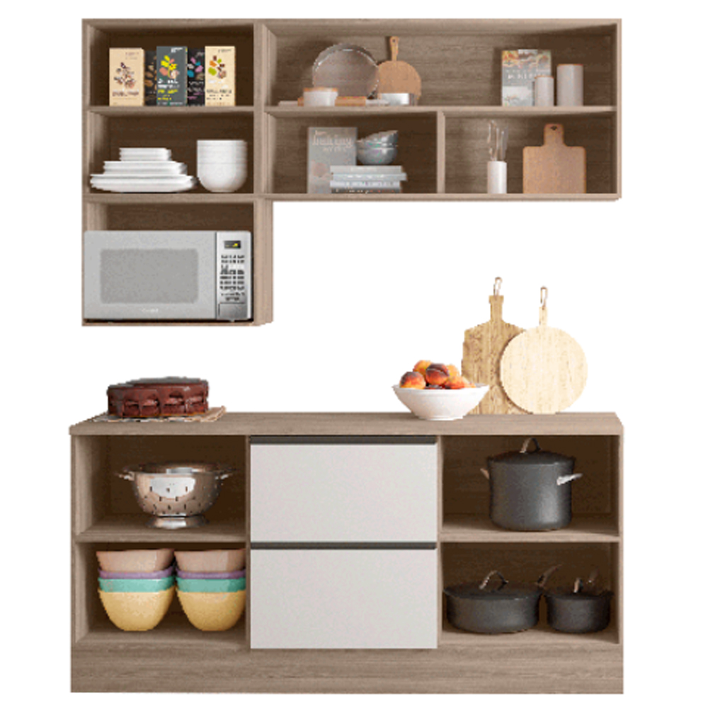 Cozinha Modulada 5 Peças 178 cm Etti Carvalho Oak Off White PLN