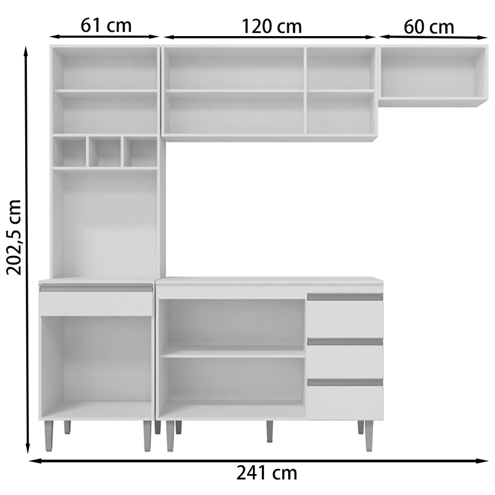 Cozinha Modulada 5 Peças 241 cm Andreia Branco REAJL