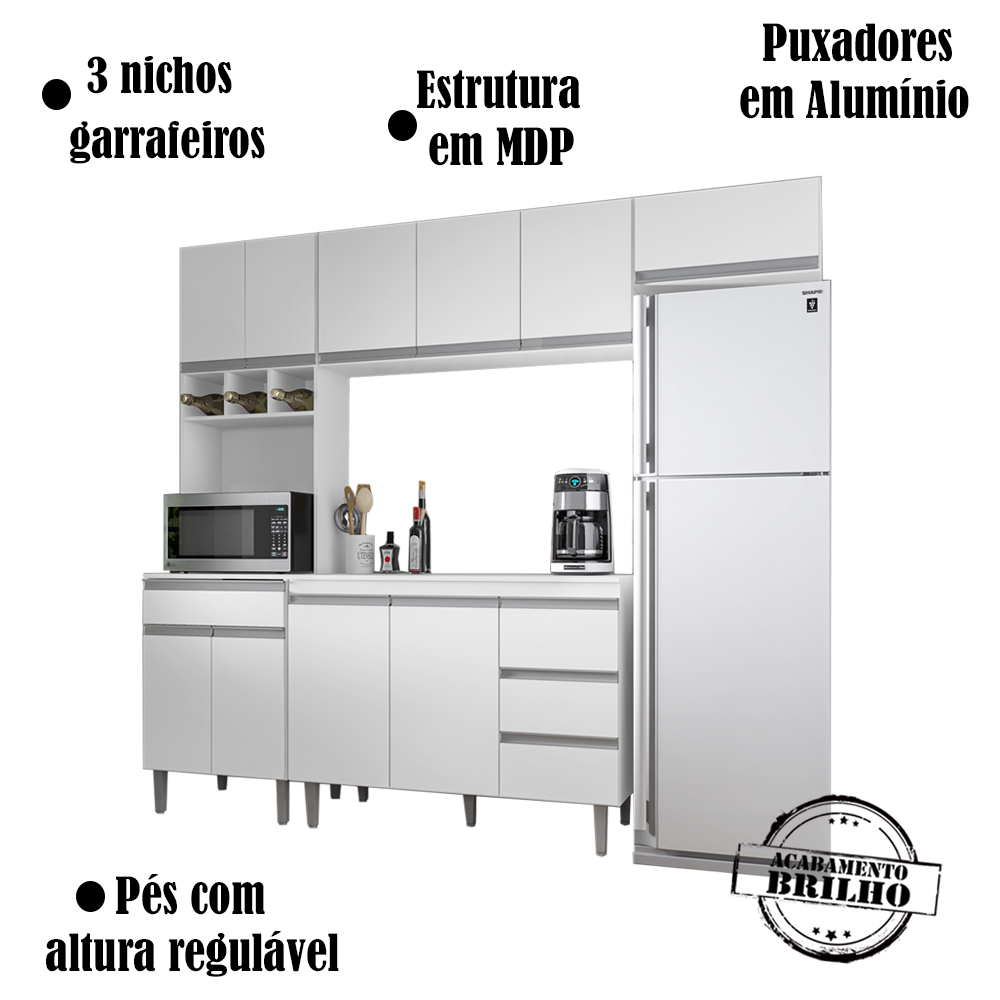 Cozinha Modulada 5 Peças 241 cm Andreia Branco REAJL