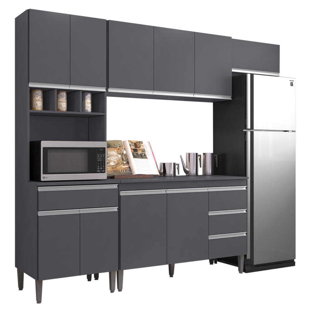 Cozinha Modulada 5 Peças 241 cm Andreia Cinza REAJL