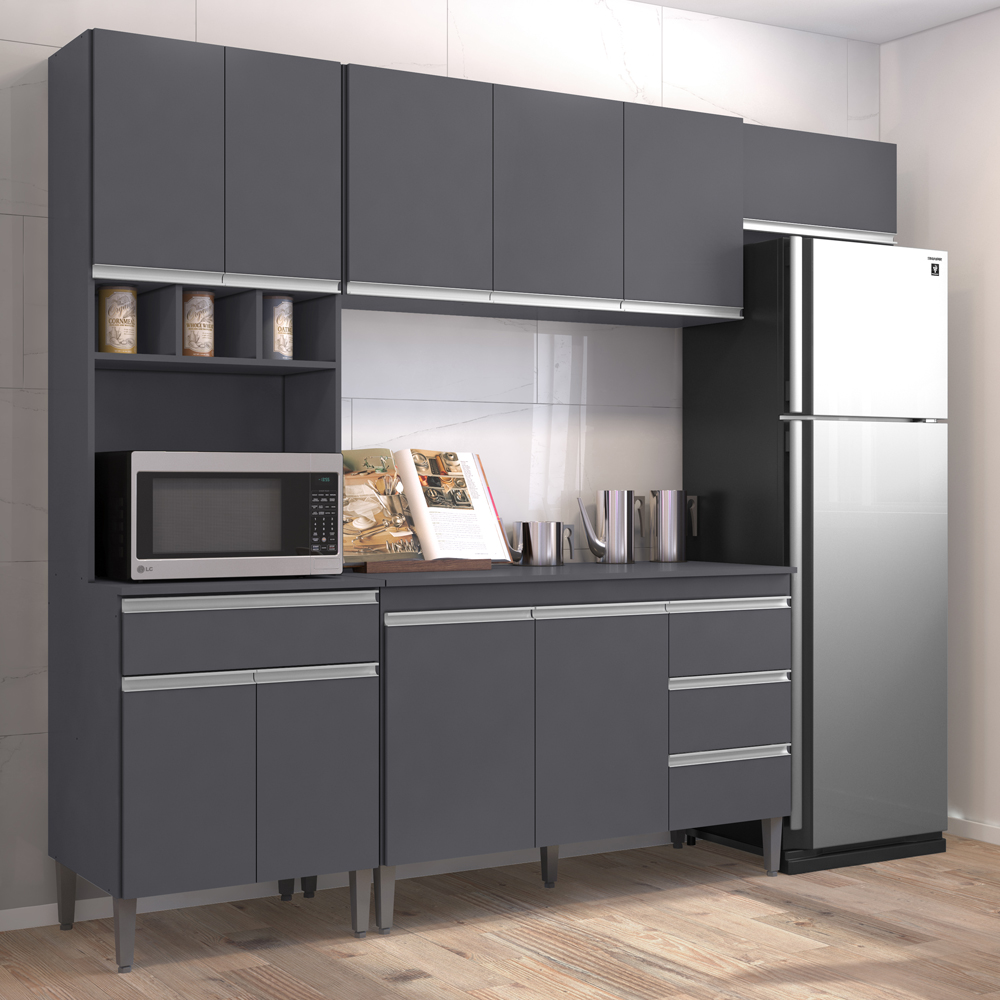 Cozinha Modulada 5 Peças 241 cm Andreia Cinza REAJL