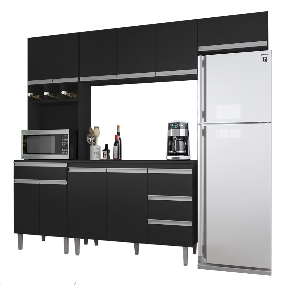 Cozinha Modulada 5 Peças 241 cm Andreia Preto REAJL