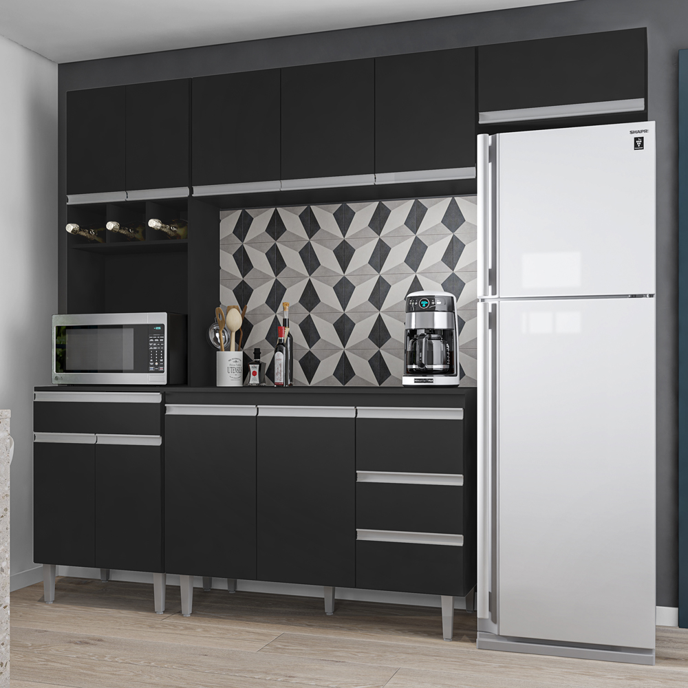 Cozinha Modulada 5 Peças 241 cm Andreia Preto REAJL