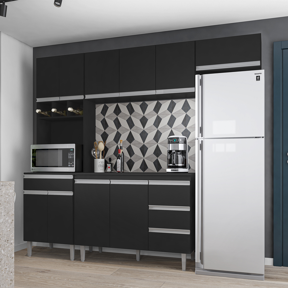 Cozinha Modulada 5 Peças 241 cm Andreia Preto REAJL