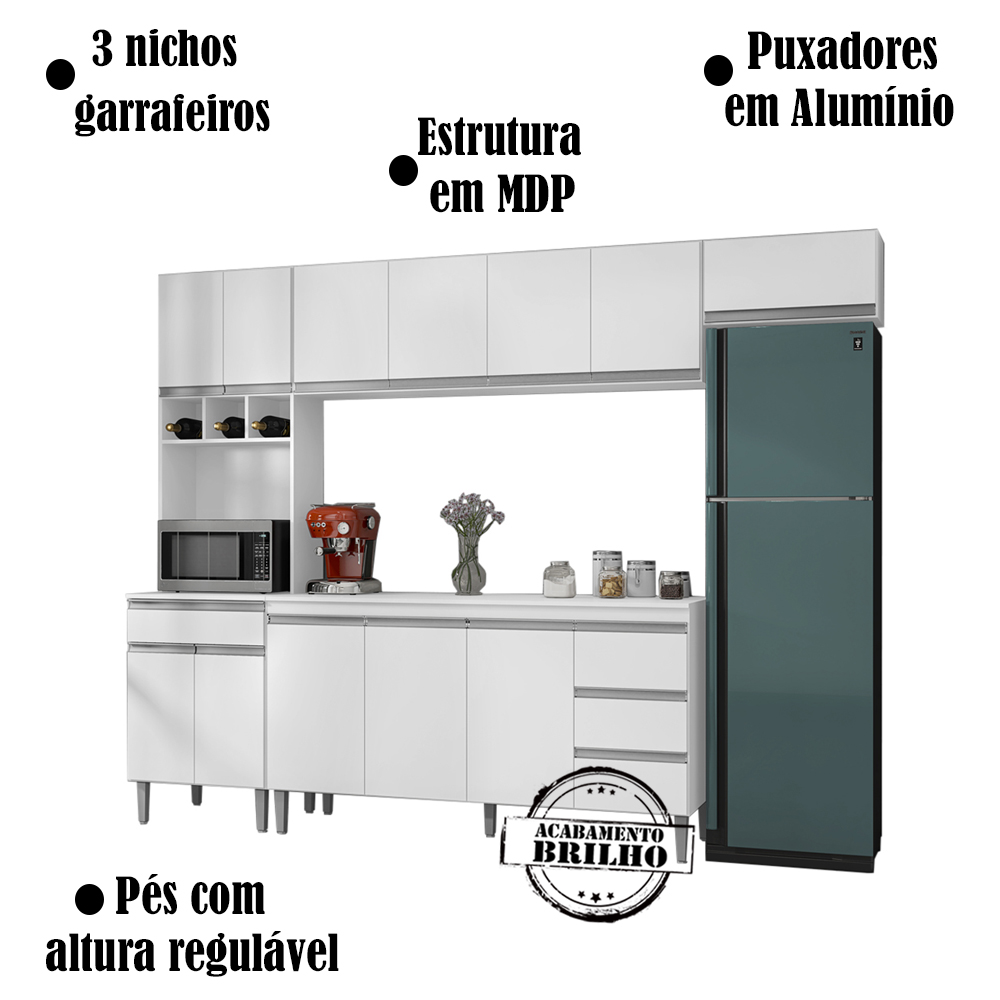 Cozinha Modulada 5 Peças 281 cm Andreia Branco REAJL