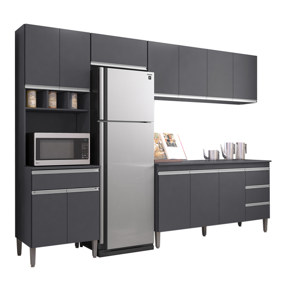 Cozinha Modulada 5 Peças 281 cm Andreia Cinza REAJL