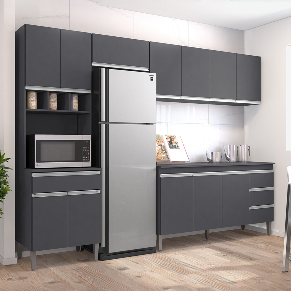 Cozinha Modulada 5 Peças 281 cm Andreia Cinza REAJL