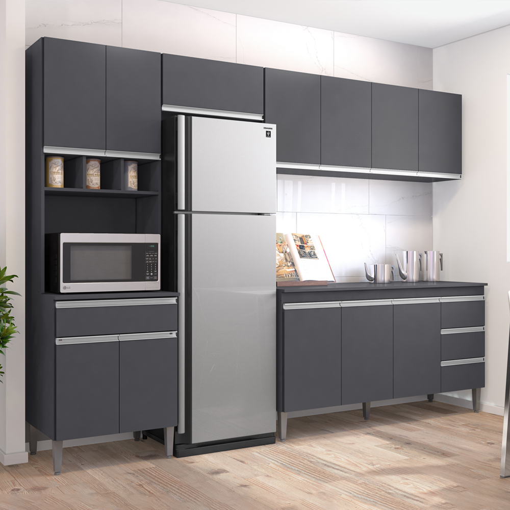 Cozinha Modulada 5 Peças 281 cm Andreia Cinza REAJL