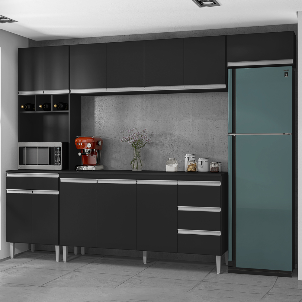 Cozinha Modulada 5 Peças 281 cm Andreia Preto REAJL
