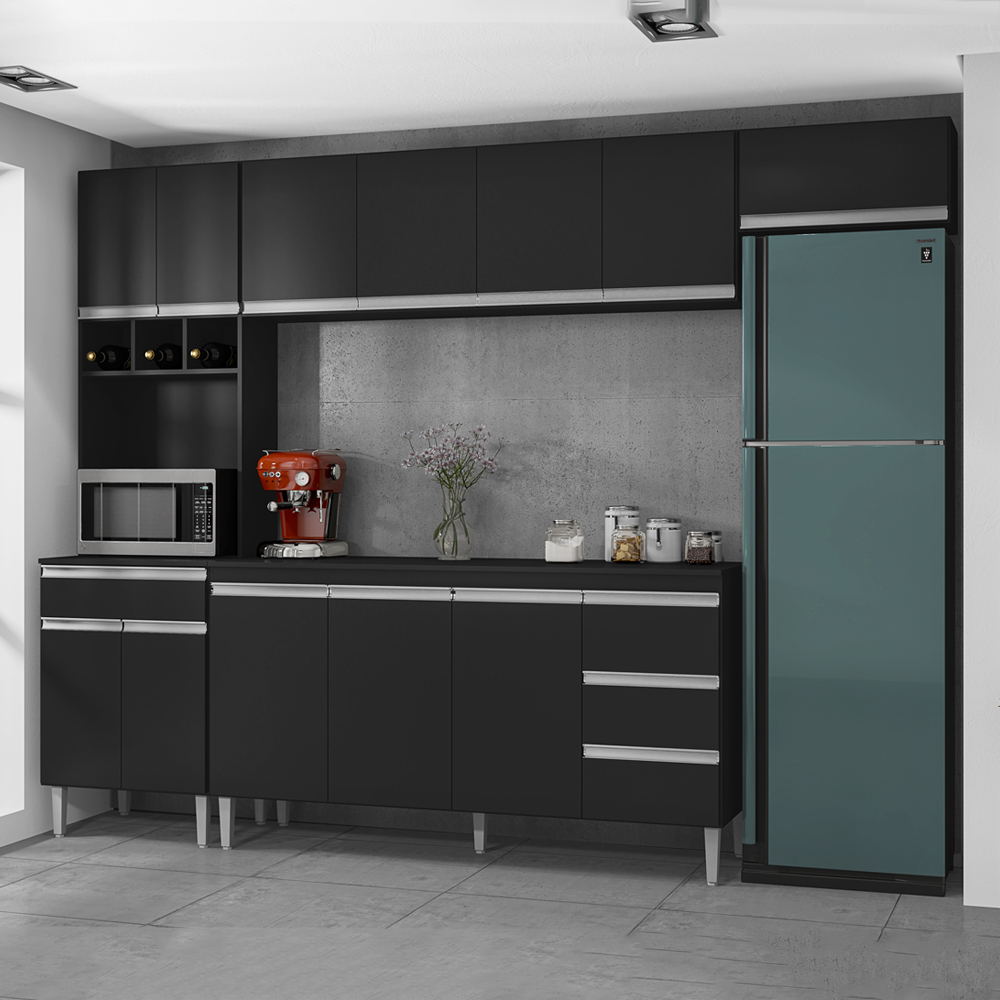 Cozinha Modulada 5 Peças 281 cm Andreia Preto REAJL