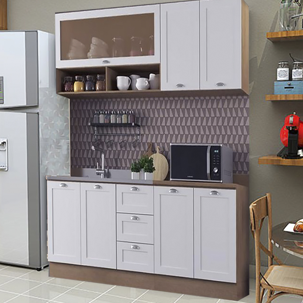 Cozinha Modulada 5 Pecas 200 cm DENV Balcao Pia Branco Rivera Dtall