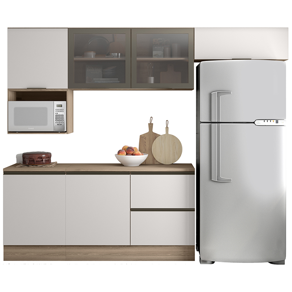 Cozinha Modulada 6 Pecas 258 cm Etti Carvalho Oak Off White PLN