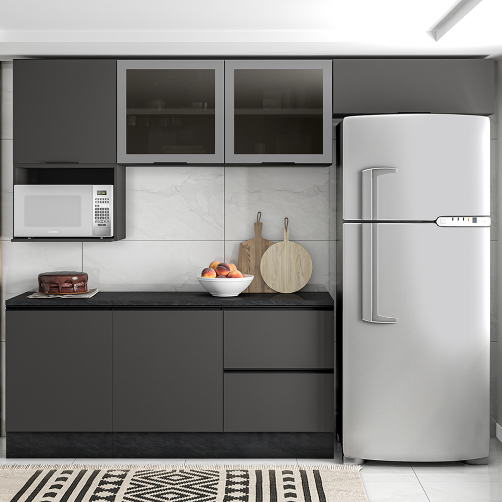 Cozinha Modulada 6 Pecas 258 cm Etti Grafite PLN