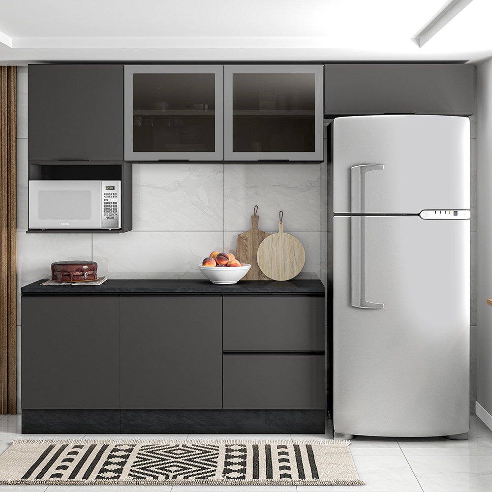 Cozinha Modulada 6 Pecas 258 cm Etti Grafite PLN