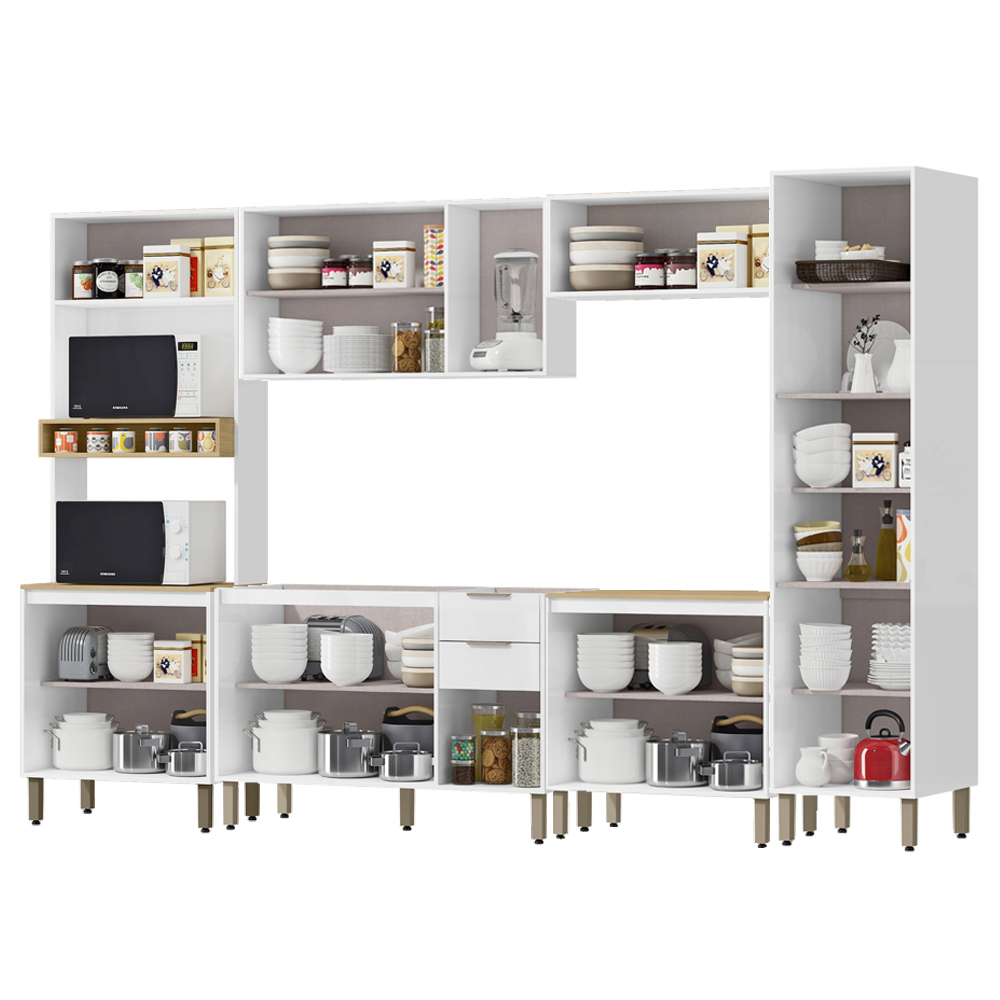 Cozinha Modulada 6 Pecas 319 cm MDP GLOR Branco Neve MXM