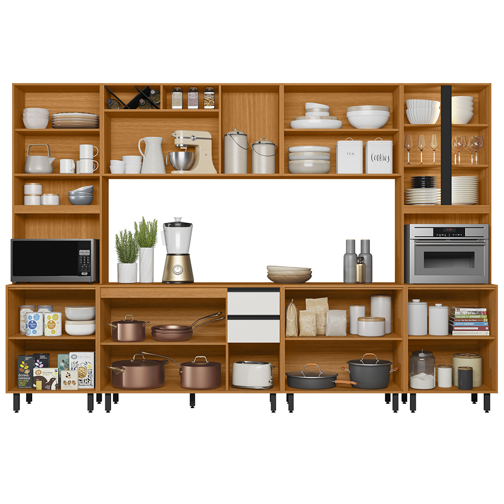 Cozinha Modulada 6 Pecas 320 cm Raven Freijo Off White PLN