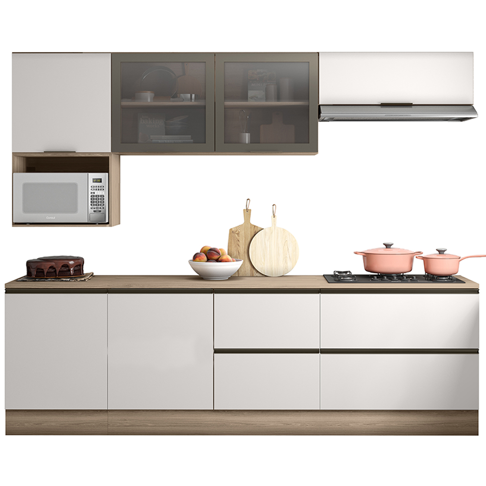 Cozinha Modulada 7 Pecas 258 cm Etti Carvalho Oak Off White PLN