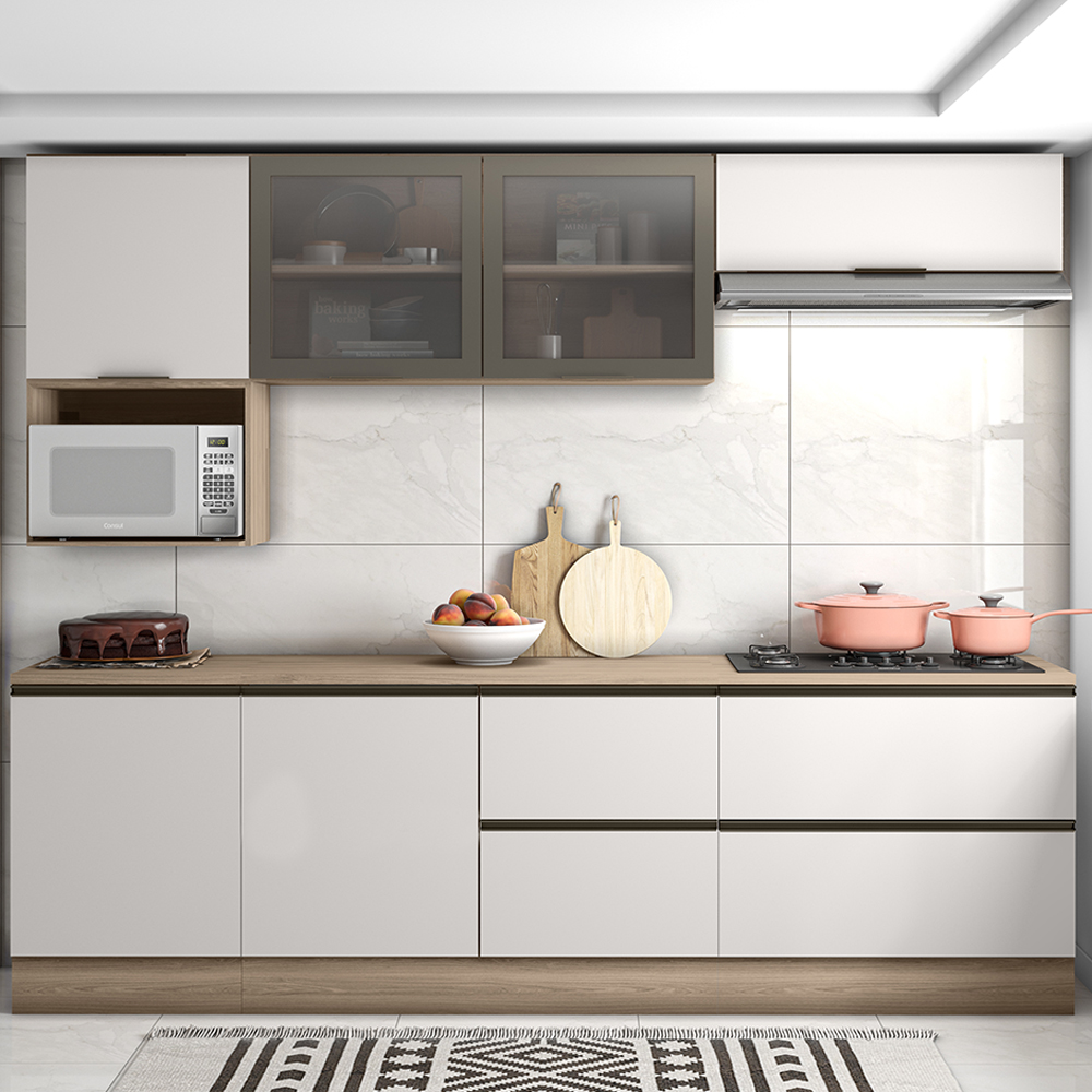 Cozinha Modulada 7 Pecas 258 cm Etti Carvalho Oak Off White PLN