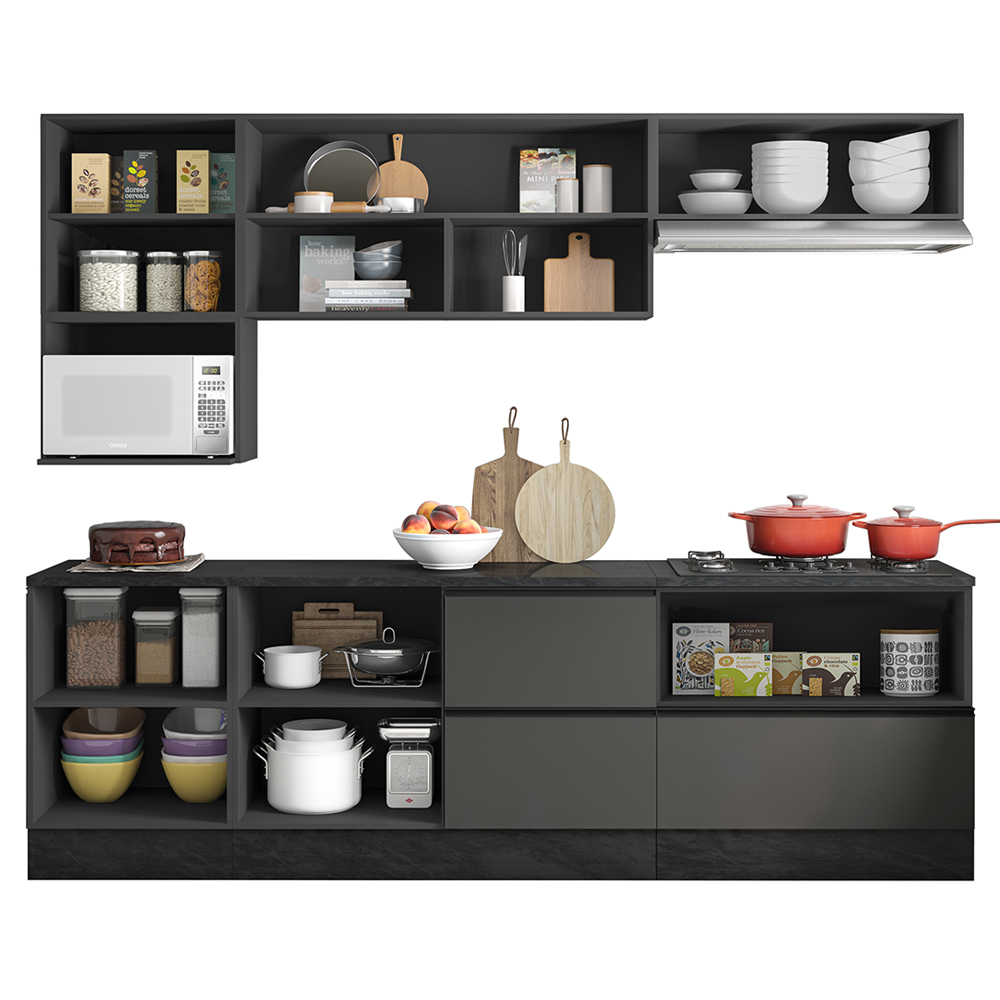 Cozinha Modulada 7 Pecas 258 cm Etti Grafite PLN